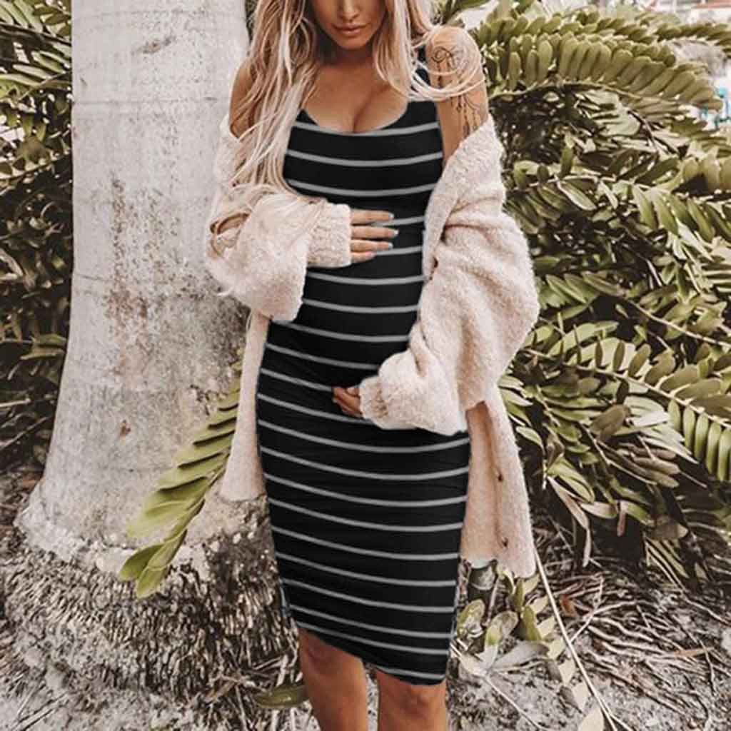 Discover the Striped Maternity Vest Dress: Comfort Meets Style!