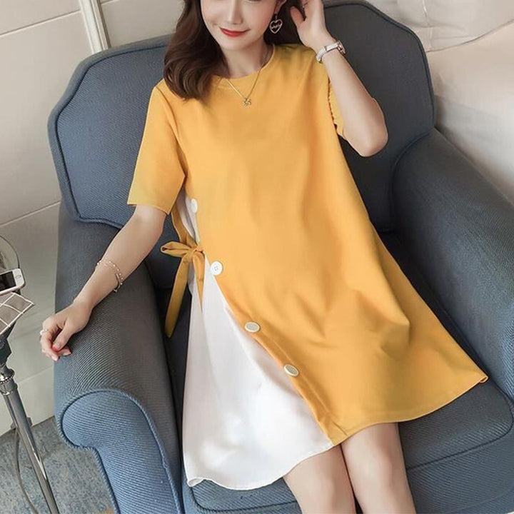 Embrace Your Style with Our Irregular Splicing Of Fashionable Maternity Dress