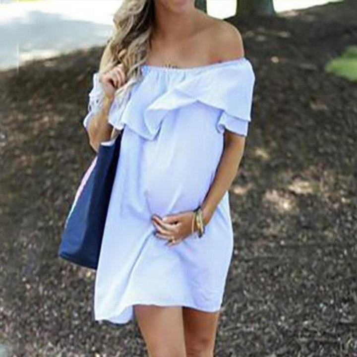 Unveil Your Radiance with the Maternity Dress With Shoulder Flounce