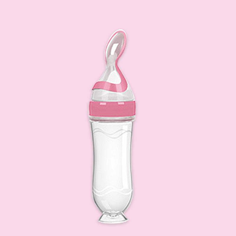 Baby Silicone Rice Paste Feeding Bottle With Squeeze Spoon