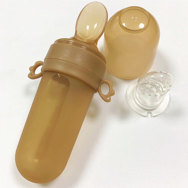Baby Silicone Rice Cereal Feeding Bottle With Squeeze Spoon