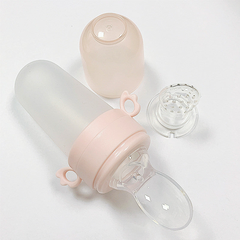 Baby Silicone Rice Cereal Feeding Bottle With Squeeze Spoon