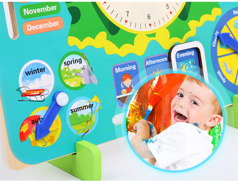 Montessori Wooden Weather And Clock Educational Toy For Children