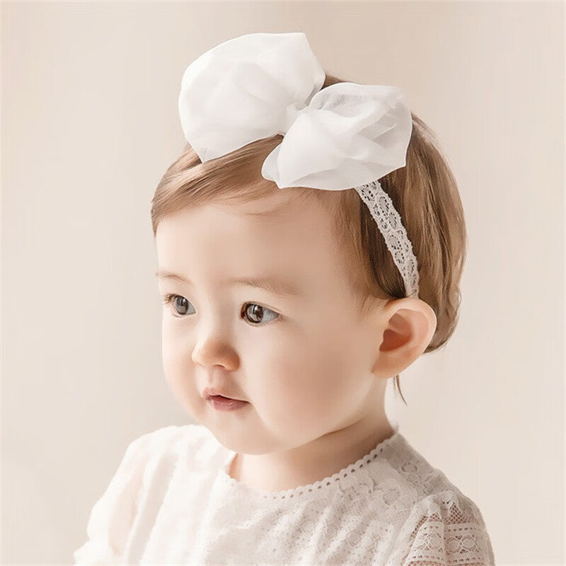 Baby Girls Lace Bow Headband Soft Floral Hair Accessory