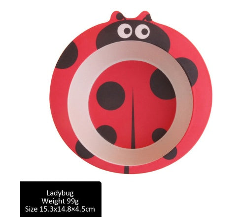 Bamboo Fiber Baby Plate Cartoon Animal Dinnerware Set
