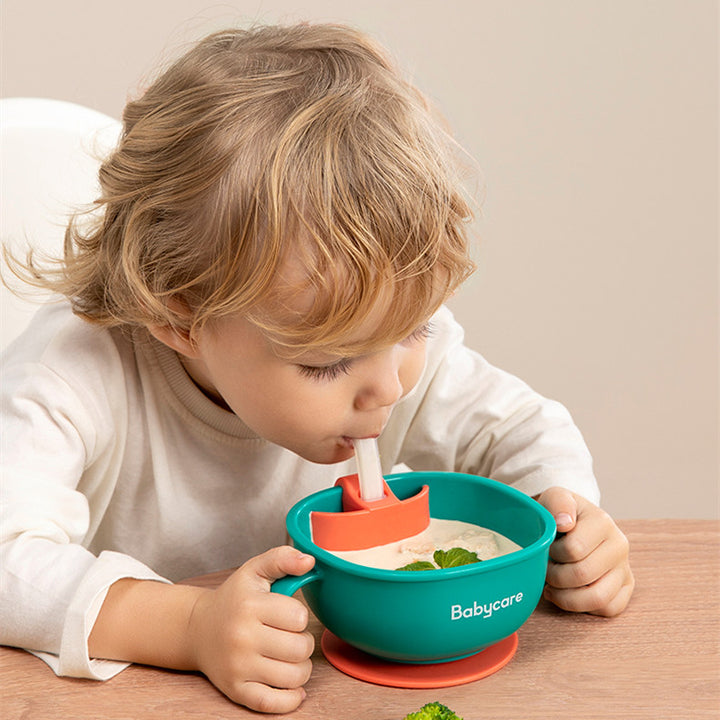 Babycare 3-in-1 Baby Feeding Bowl With Straw Suction Handles