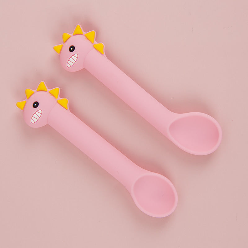 Baby Silicone Training Spoon Soft Cartoon Feeding Spoon