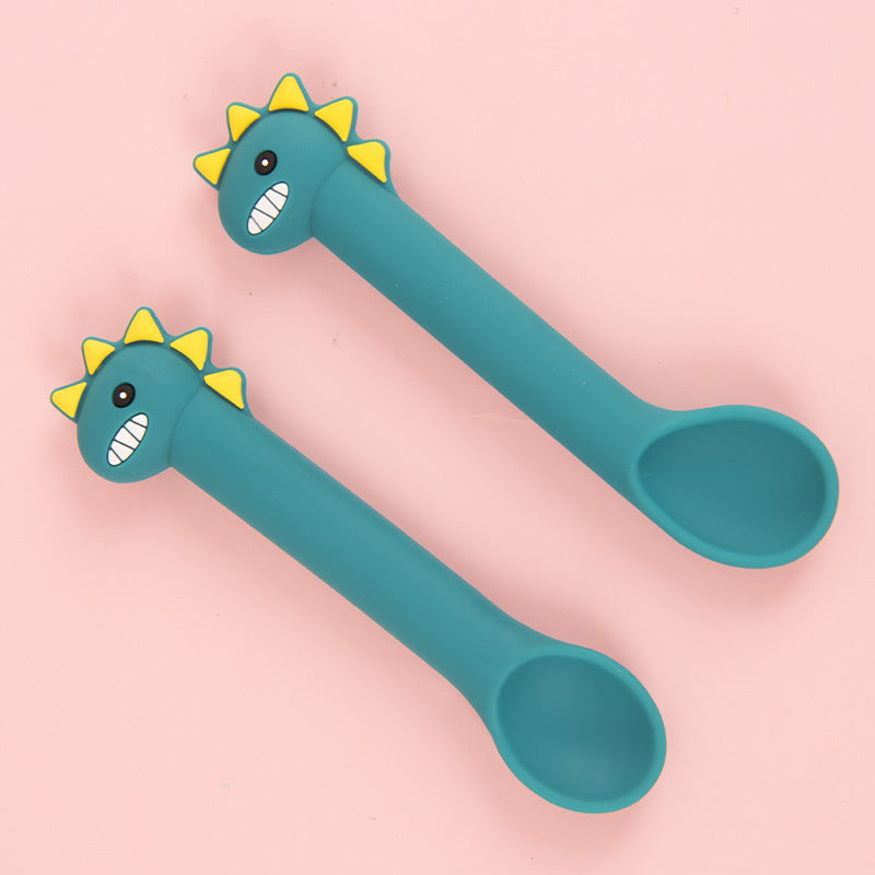 Baby Silicone Training Spoon Soft Cartoon Feeding Spoon