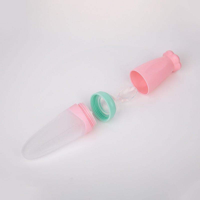 Baby Silicone Rice And Cereal Feeding Spoon With Bottle