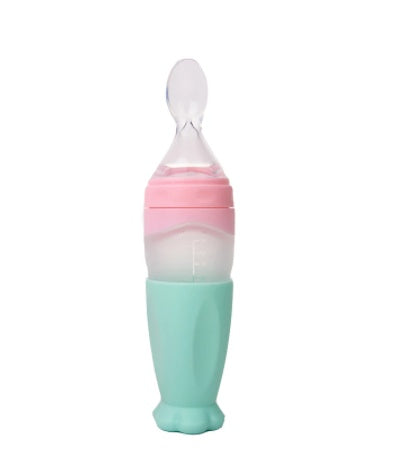 Baby Silicone Rice And Cereal Feeding Spoon With Bottle