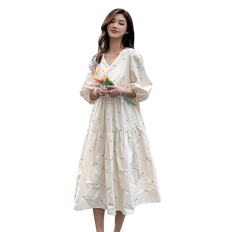 Summer Maternity Lace Crochet Floral Long Dress