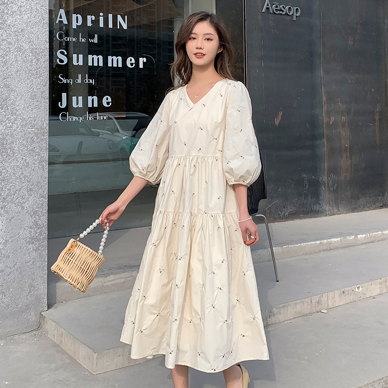 Summer Maternity Lace Crochet Floral Long Dress