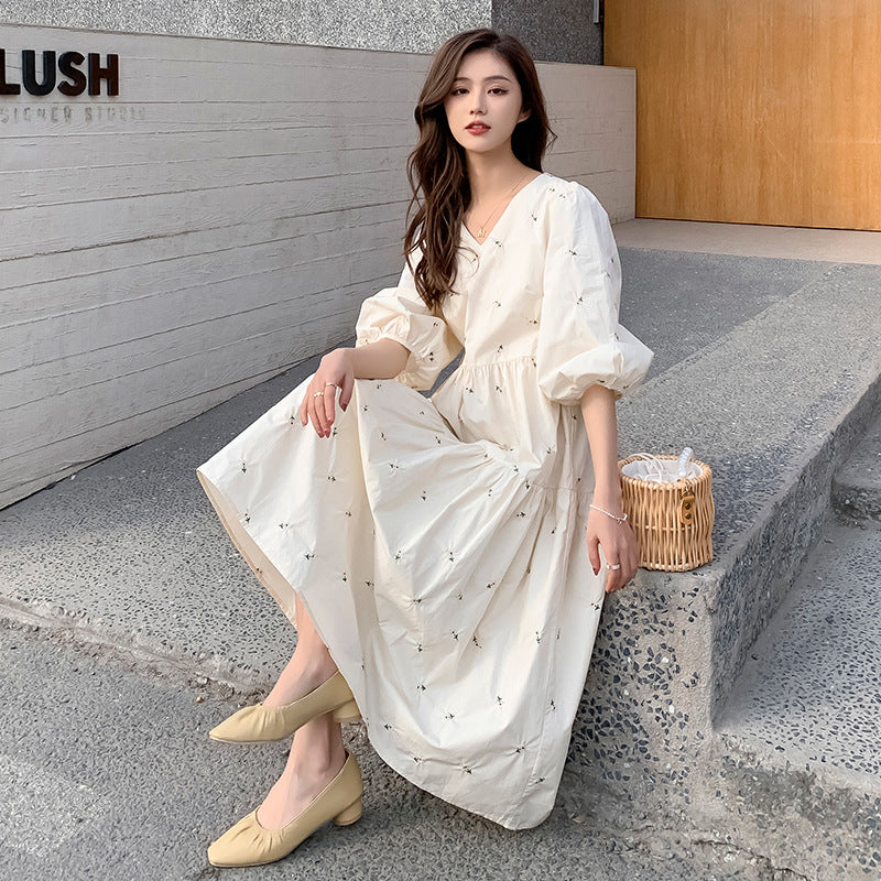 Summer Maternity Lace Crochet Floral Long Dress
