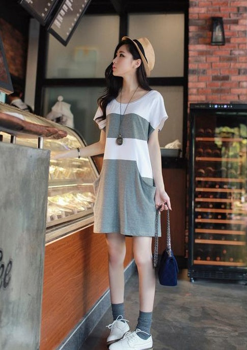 Summer Maternity Two Piece Style Casual Loose Plus Size Dress
