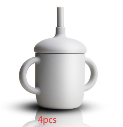 Baby Feeding Straw Cup Silicone Sippy Leak-Proof Bottle