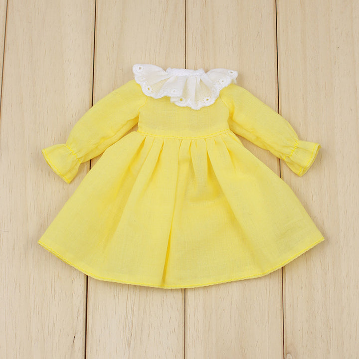 Baby Girl Yellow Long Sleeve Lace Collar Dress