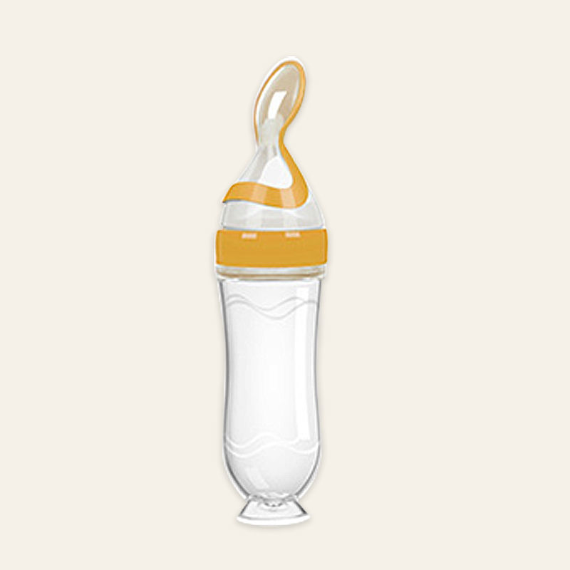 Baby Silicone Rice Paste Feeding Bottle With Squeeze Spoon