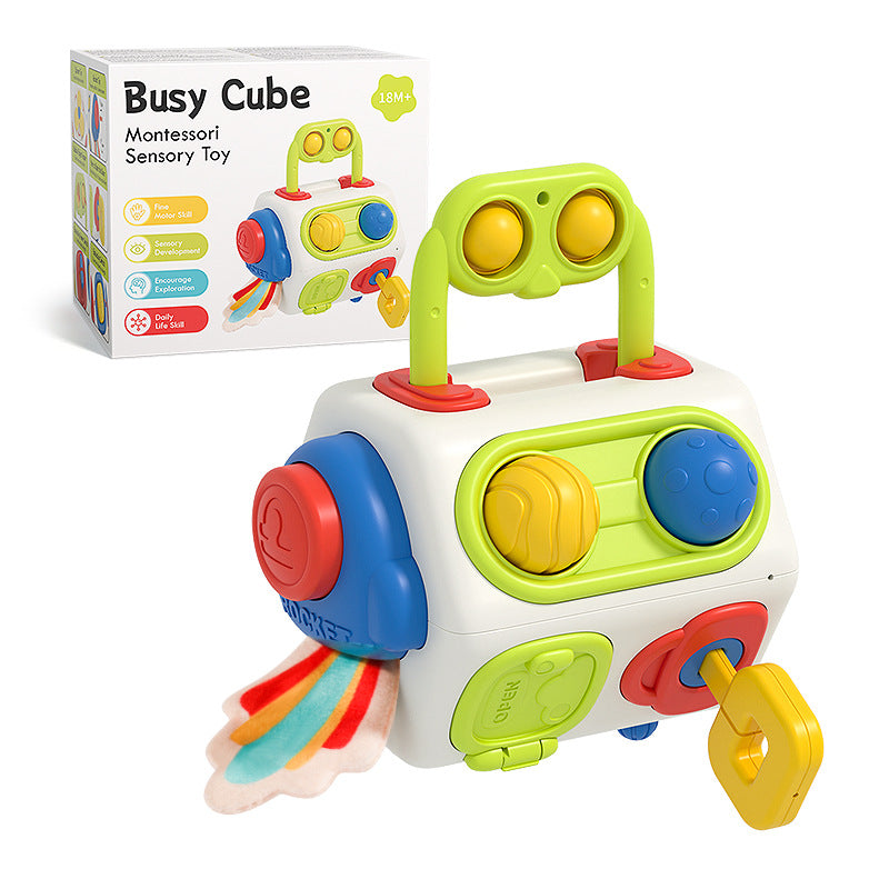 9-in-1 Montessori Busy Cube Sensory Learning Toy For Toddlers