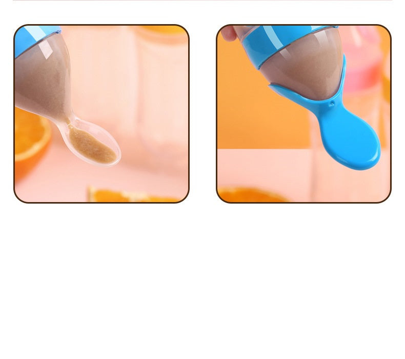 Baby Silicone Rice Paste Feeding Bottle With Squeeze Spoon