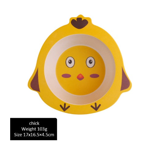 Bamboo Fiber Baby Plate Cartoon Animal Dinnerware Set