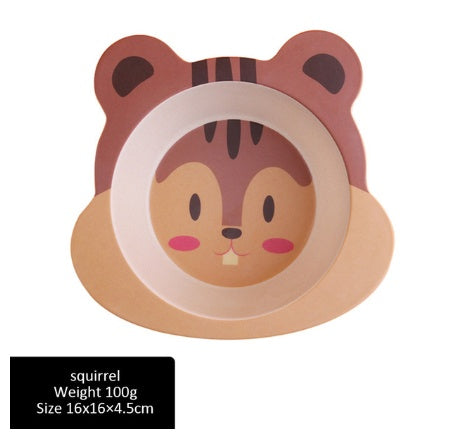Bamboo Fiber Baby Plate Cartoon Animal Dinnerware Set