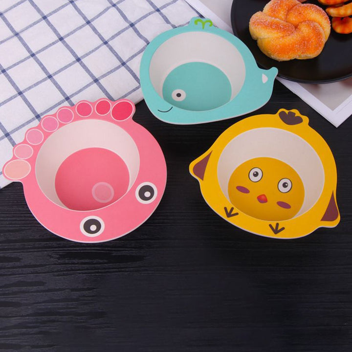 Bamboo Fiber Baby Plate Cartoon Animal Dinnerware Set