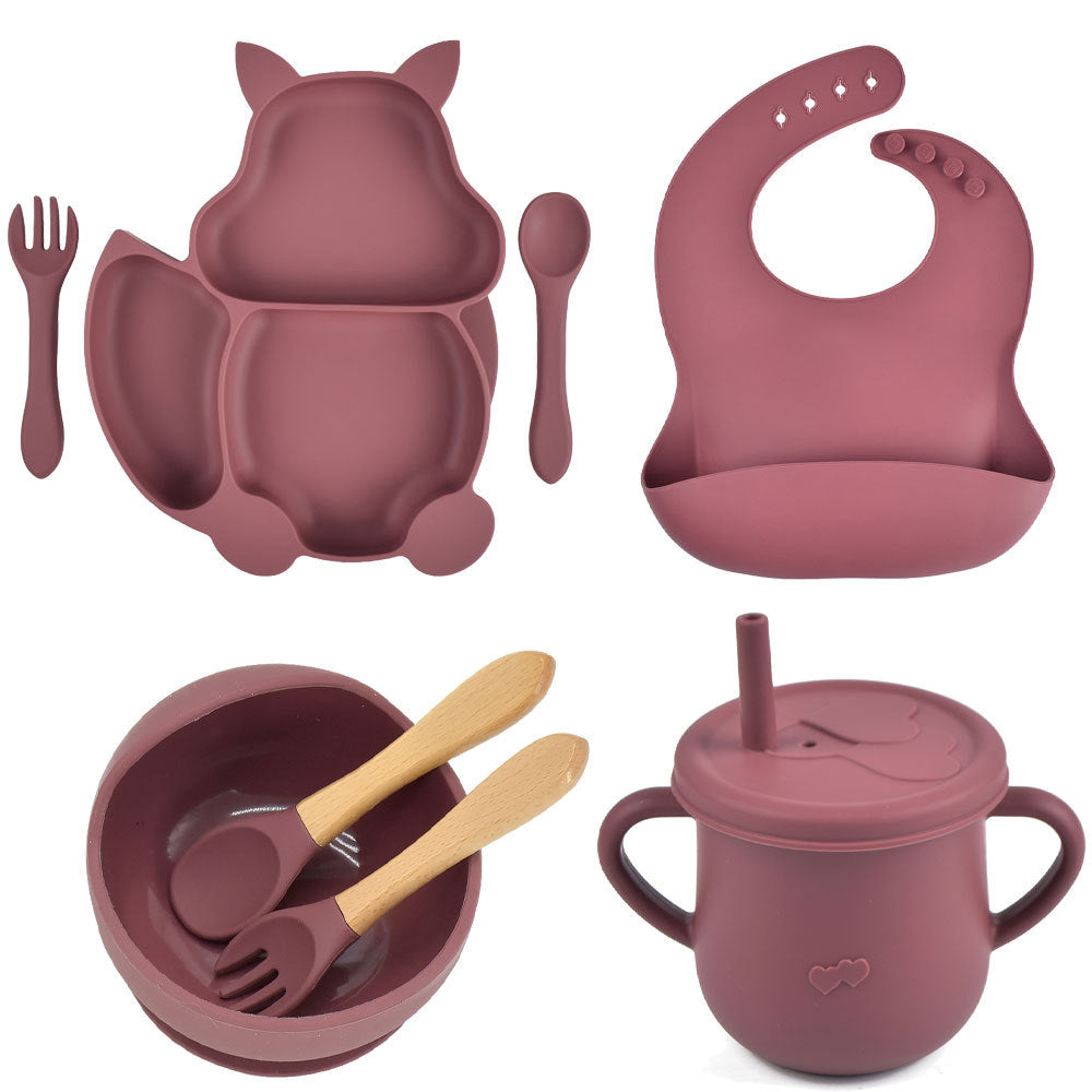 Silicone Baby Feeding Training Tableware Set