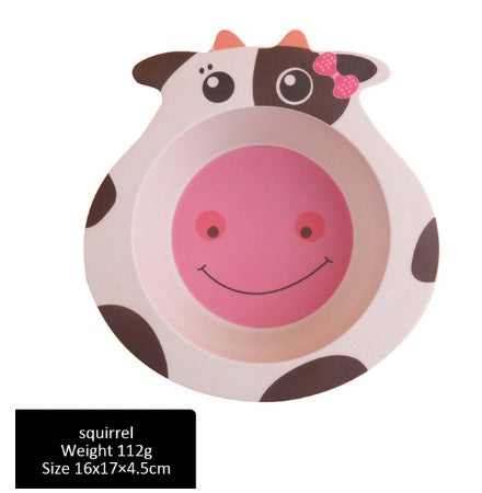 Bamboo Fiber Baby Plate Cartoon Animal Dinnerware Set