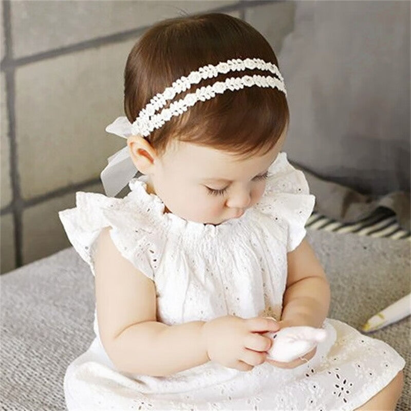 Baby Girls Lace Bow Headband Soft Floral Hair Accessory