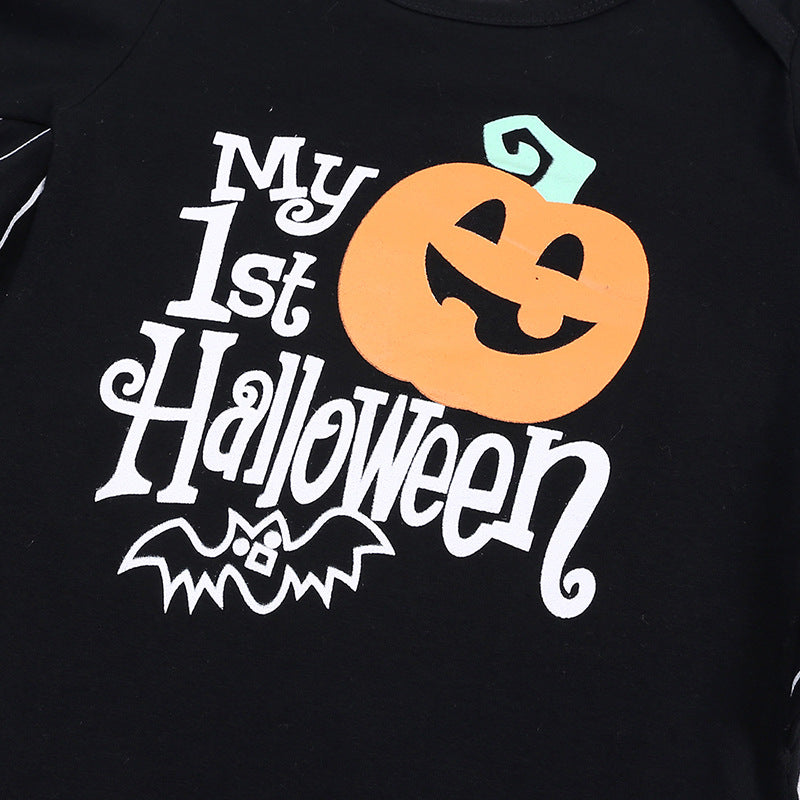 Baby Halloween Long-Sleeve Pumpkin Jumpsuit Romper