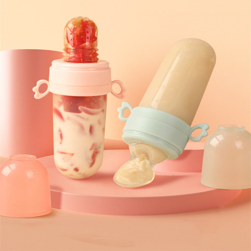 Baby Silicone Rice Cereal Feeding Bottle With Squeeze Spoon