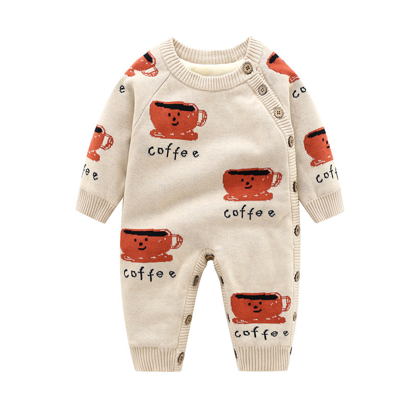 Newborn Baby Thickened Crawling Romper Harness Outfit
