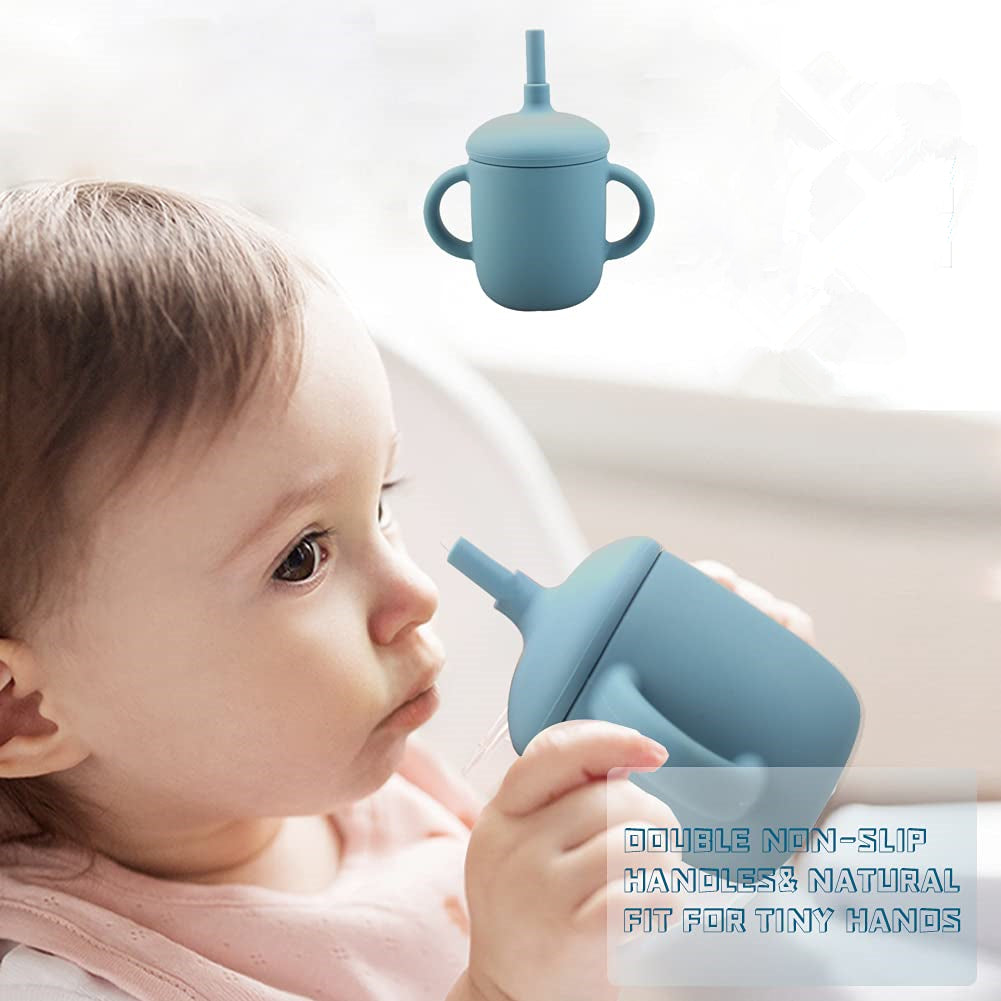 Baby Feeding Straw Cup Silicone Sippy Leak-Proof Bottle