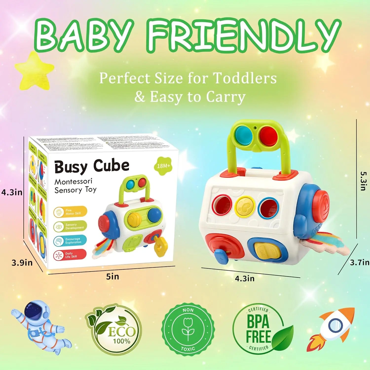 9-in-1 Montessori Busy Cube Sensory Learning Toy For Toddlers
