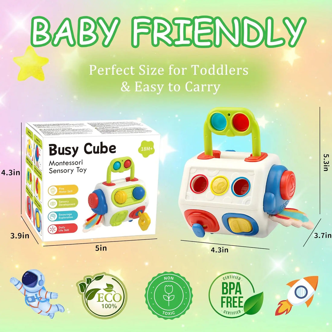 9-in-1 Montessori Busy Cube Sensory Learning Toy For Toddlers