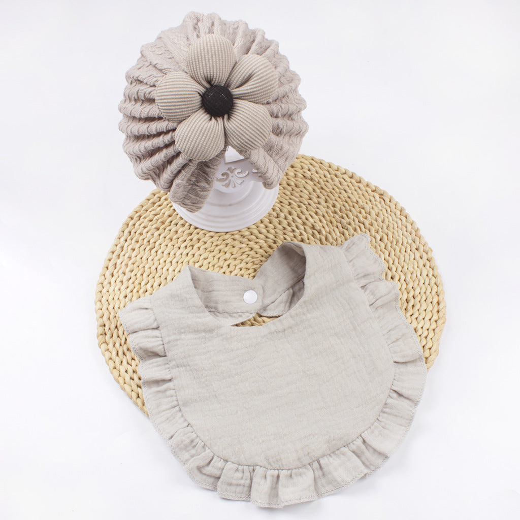 Newborn Hat And Bib Set Organic Cotton Bonnet Drool Bibs