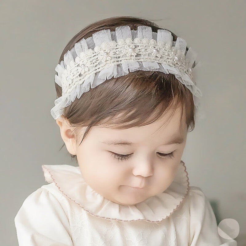 Baby Girls Lace Bow Headband Soft Floral Hair Accessory