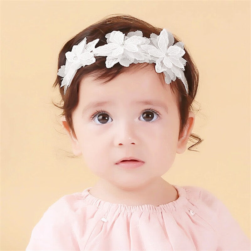 Baby Girls Lace Bow Headband Soft Floral Hair Accessory