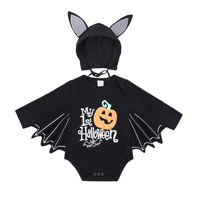 Baby Halloween Long-Sleeve Pumpkin Jumpsuit Romper