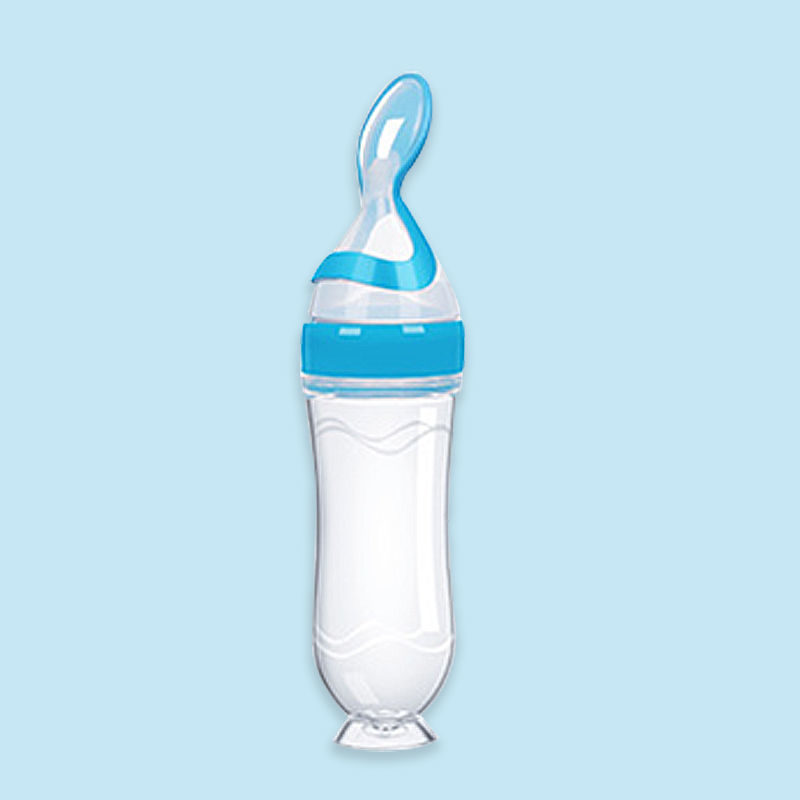 Baby Silicone Rice Paste Feeding Bottle With Squeeze Spoon