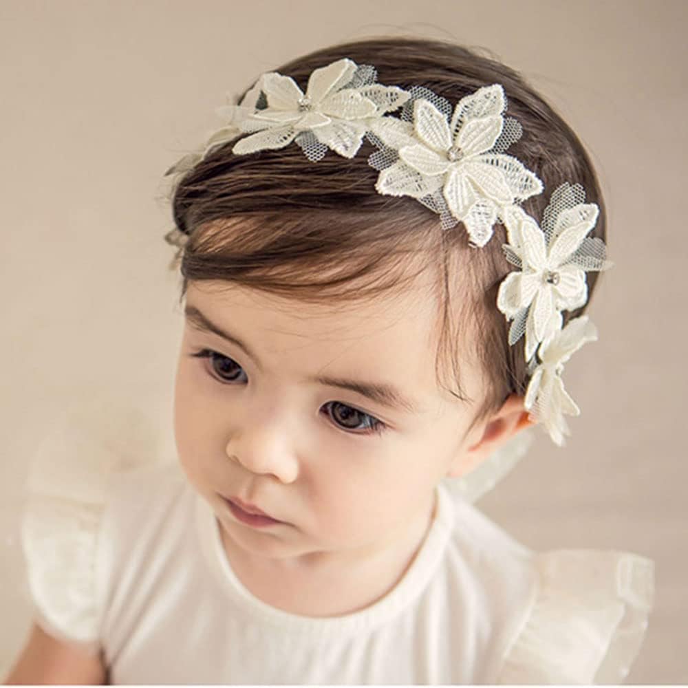 Baby Girls Lace Bow Headband Soft Floral Hair Accessory
