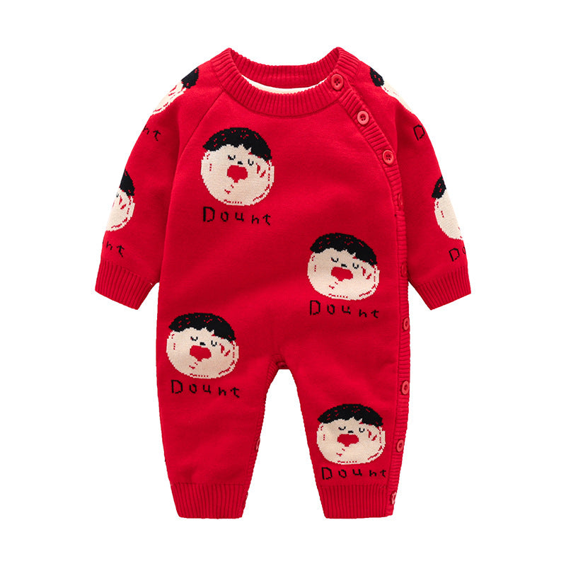 Newborn Baby Thickened Crawling Romper Harness Outfit