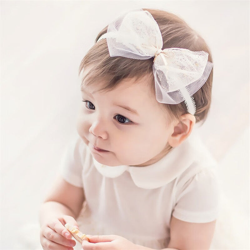 Baby Girls Lace Bow Headband Soft Floral Hair Accessory