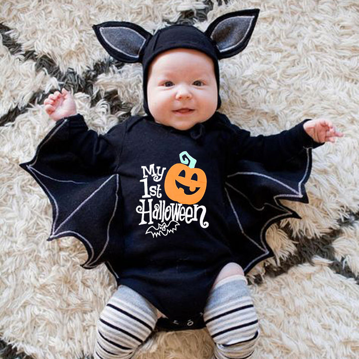 Baby Halloween Long-Sleeve Pumpkin Jumpsuit Romper