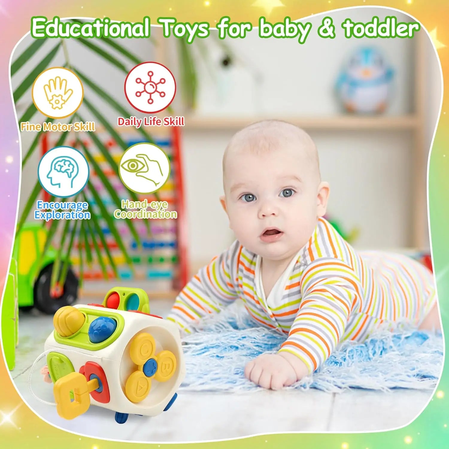 9-in-1 Montessori Busy Cube Sensory Learning Toy For Toddlers