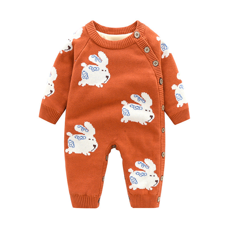 Newborn Baby Thickened Crawling Romper Harness Outfit