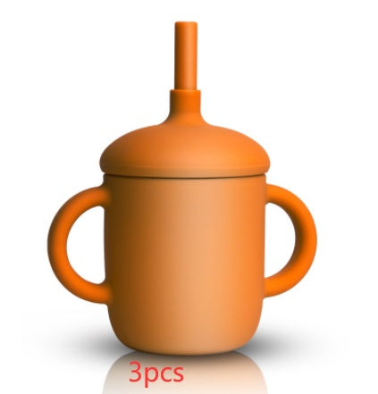 Baby Feeding Straw Cup Silicone Sippy Leak-Proof Bottle