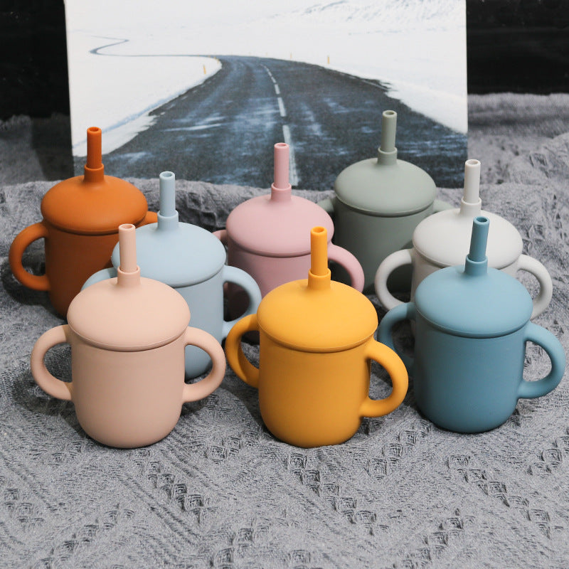 Baby Feeding Straw Cup Silicone Sippy Leak-Proof Bottle