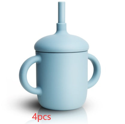 Baby Feeding Straw Cup Silicone Sippy Leak-Proof Bottle