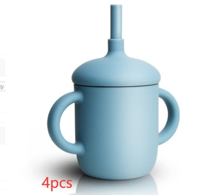 Baby Feeding Straw Cup Silicone Sippy Leak-Proof Bottle